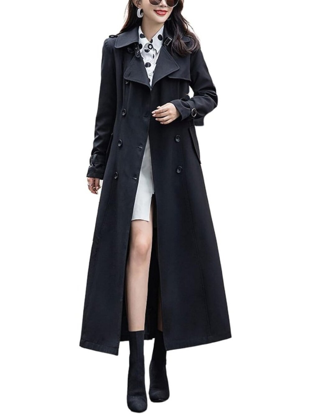 Chic Women's Fall Double Breasted Maxi Trench Coat | Stylish Office Overcoat